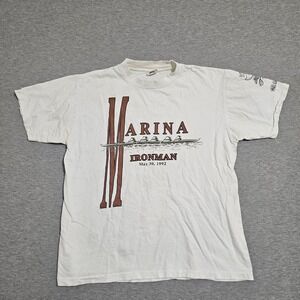 Vintage 1992 Marina Ironman T Shirt Power Single Stitch White Mens Size L